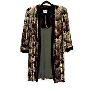 Vintage‎ Velvet Burnout Opera Coat Women's Size 12 Whimsigoth Quiet Luxury Indie